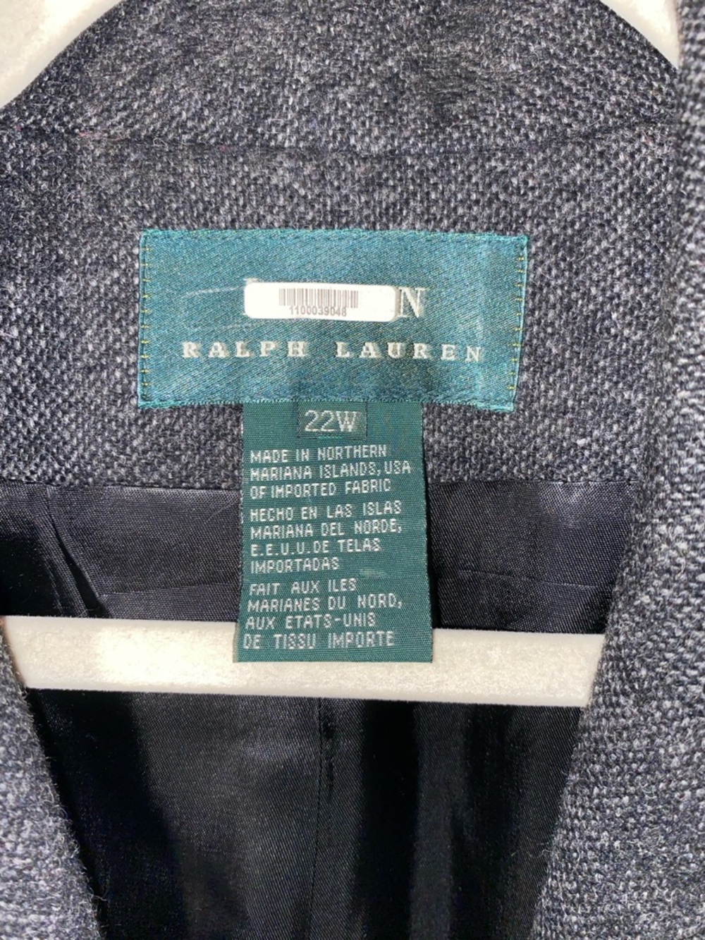 Ralph Lauren Charcoal Gray 100% Wool Single-Button Blazer NWOT - Picture 4 of 5